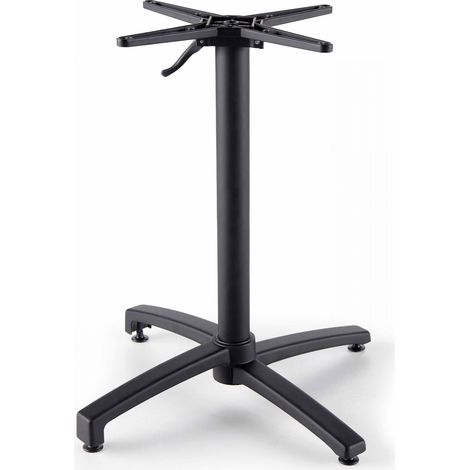 Oviala – Pied de table inclinable en aluminium noir – Hauteur 72 cm – Base 4 pieds en croix avec embouts réglables – Pour intérieur et extérieur