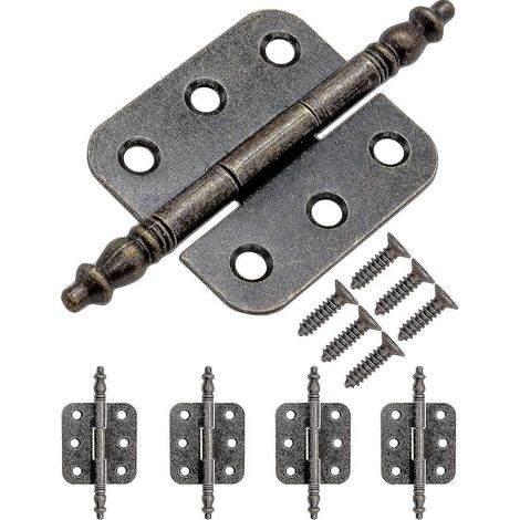 Set mit 4 Metallscharnieren im Antik-Stil für Schrank-, Kommoden- und Schachteltüren. Retro-Vintage- und Landhausstil. Maße: 70 x 35 mm. Bronzefarben. (1/5)