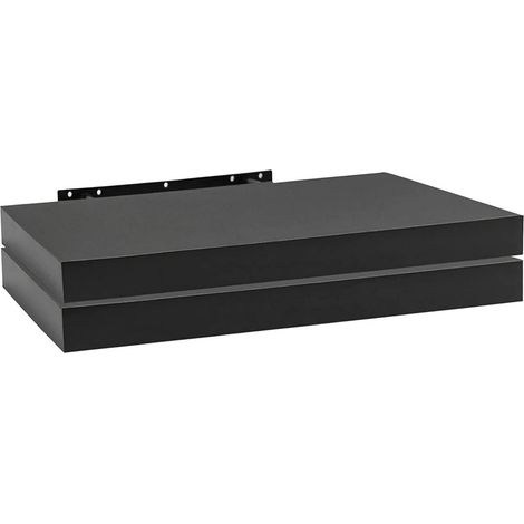 WOLTU 2 pz Mensola da Muro Scaffale Sospeso a Parete Libreria Legno e Metallo Nero (1/4)