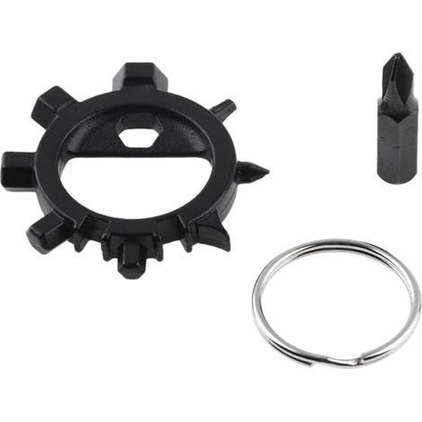 12-en-1 Outil Multifonction Flocon de Neige, Tournevis Porte-clés en Acier Inoxydable, ouvre-Bouteille, Gadgets Portables et Outil Quotidien pour L'Aventure de Camping en Plein air(Noir)