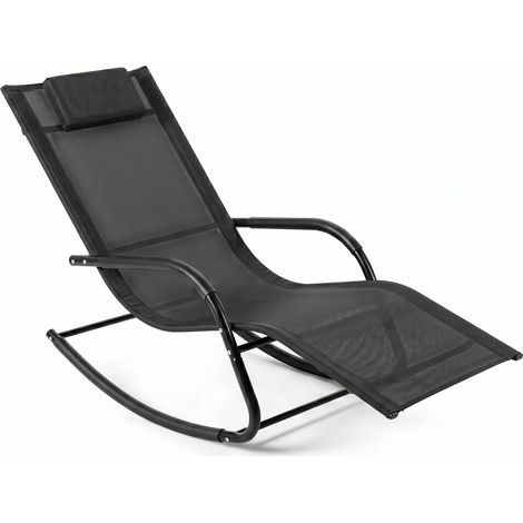 COSTWAY Sedia A Dondolo Giardino Sdraio Poltrona Swing Relax Lettino Prendisole Oscillante Rocking Chair Esterno Interno Arredo Seduta Ergonomica Poggiatesta (1/5)