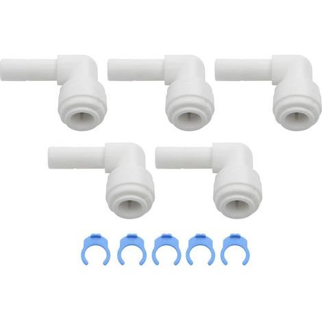 Pack of 5 3/8" White Plastic Quick Connectors for Reverse Osmosis Systems (1/5)