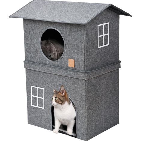 Maison pour chat - Abri amovible et pliable à 2 niveaux (1/5)