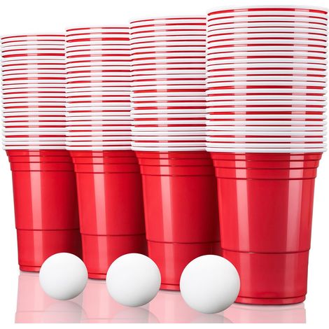 50 gobelets réutilisables pour beer pong Gobelets de fête 473 ml - 16 oz Beer pong, gobelets rouges extra résistants Gobelets en plastique rouge (1/5)
