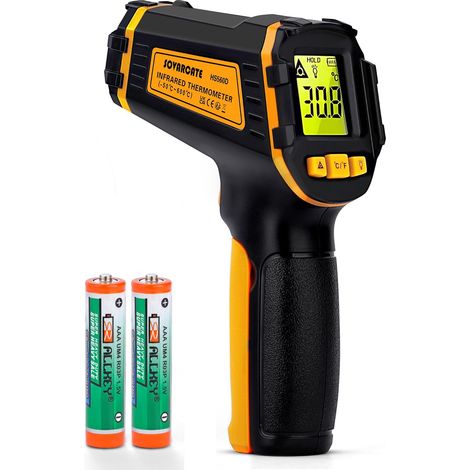 Thermomètre Infrarouge -50℃600℃ Thermomètre Laser Numérique Sans Contact pour Cuisine, Pizza, Four, Réfrigérateur, Aliments, Réparation de Véhicules, Congélateur, Bonbons (1/5)