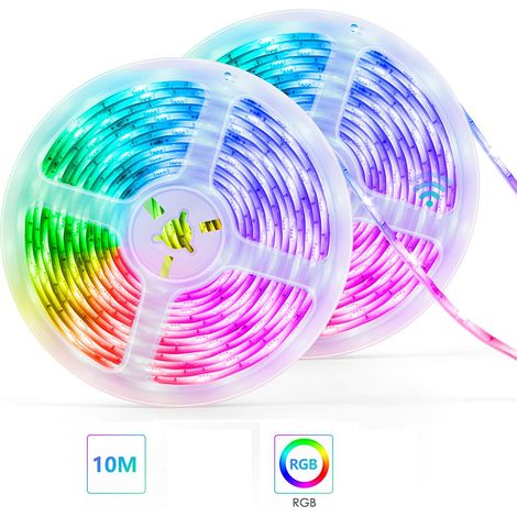 SET MIT 2 LED-STREIFEN À 5 M (10 M) LED 5050 RGB 12V IP65 NETZTEIL FERNBEDIENUNG Z802