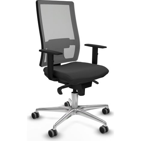 Horna sincro malla gris similpiel gris oscuro brazos 1D base aluminio ruedas 65mm engomadas (1/5)