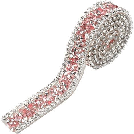 Ruban scintillant maille diamant 15mm x 1 yard, strass cristal rose, rouleau de décoration (1/5)