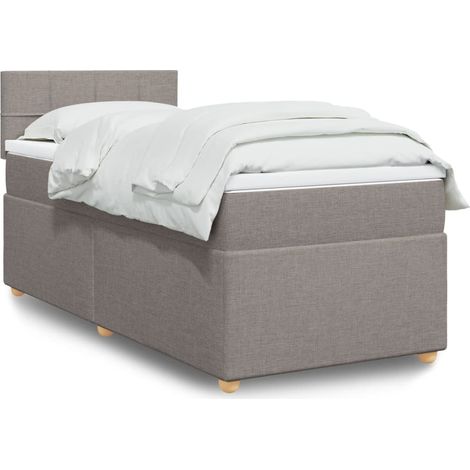 Boxspringbett mit Matratze Taupe 100x200 cm Stoff
