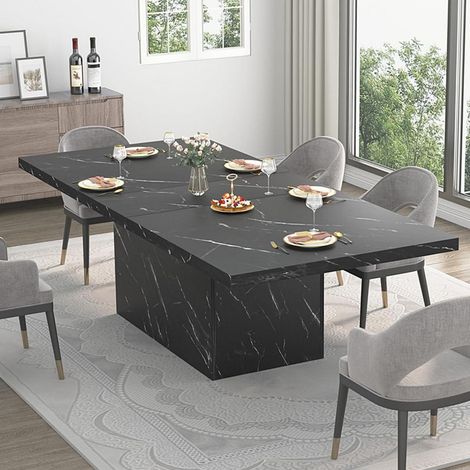 Esstisch Marmoroptik für 6-8 Personen, rechteckig, 180x80cm, Schwarz (1/5)