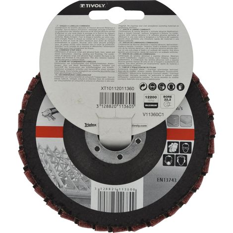 Tivoly • Disco Lamellare Combinato • Ø125mm • Grana Corindone: 80 • Ottima Finitura • Per Levigatura su Metalli • Per Levigatura su Legno