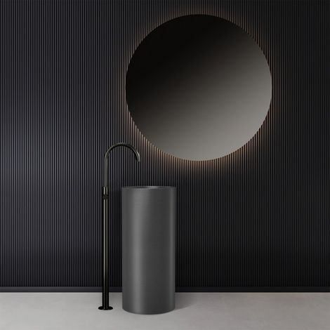 Lavabo da terra freestanding con drenaggio a pavimento finitura gun metal  KGL46000P kamalu