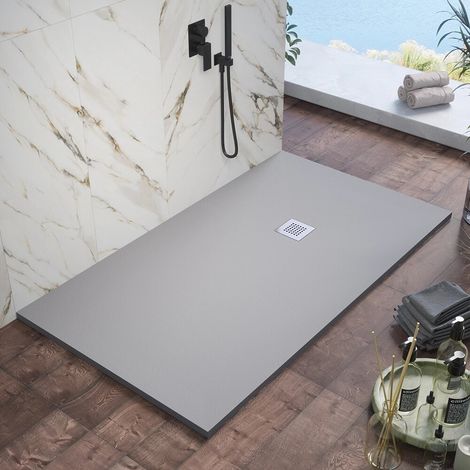 Piatto doccia 70x160cm in marmoresina grigio effetto pietra Kos (1/5)