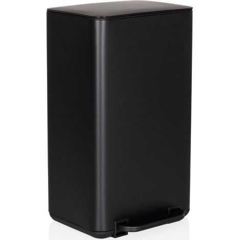 Collecteur à déchets / Poubelle CLEAN NATURA 30 L aspect bois acier noir mat hjh OFFICE (1/5)