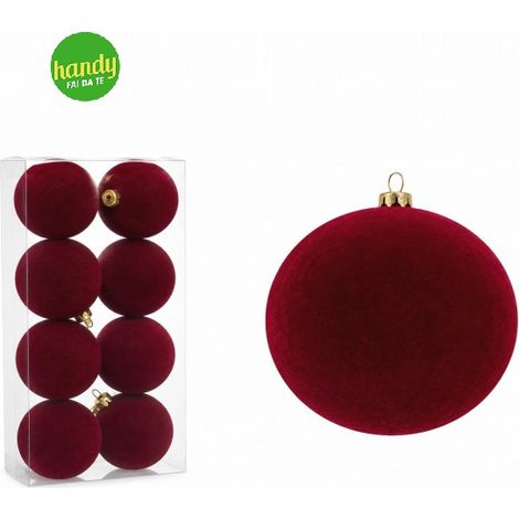 Set 8 Palle di Natale General Trade Bordeaux in Velluto Ø80 mm Lisce