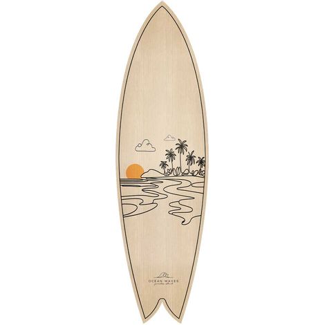 Planche de surf deco line art tropical (1/4)