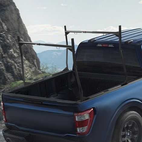 Adjustable Steel Trunk Bed Pickup Truck Ladder Rack W/ End Caps 800lbs Black (1/5)