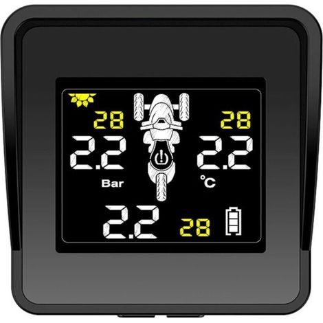 Système de surveillance de la pression des pneus sans fil solaire pour moto, moniteur TPMS, écran LCD, 3 capteurs externes (1/4)