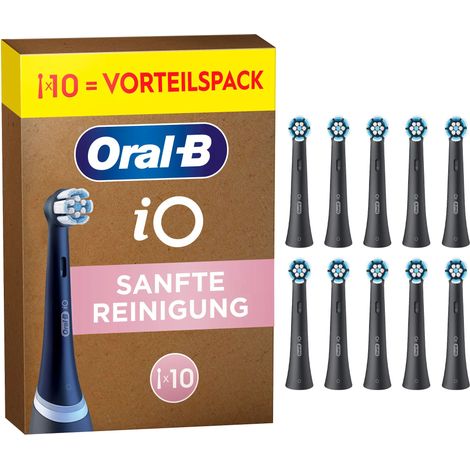 Oral-B iO Sanfte Reinigung, Original Aufsteckbürsten, Schwarz, 10 Stück