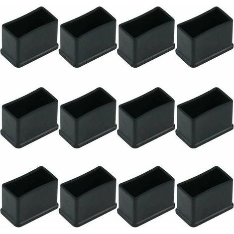 Lot de 12 embouts de protection rectangulaires en feutre de caoutchouc – Pour pieds de meubles – Dimensions 15 x 30 mm – Couleur noire (1/4)