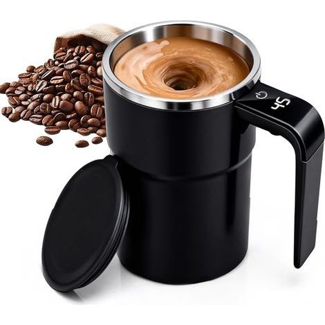 380 ml Tasse à mélangeur automatique, avec affichage de la température, shaker électrique magnétique en acier inoxydable 304, pour chocolat chaud