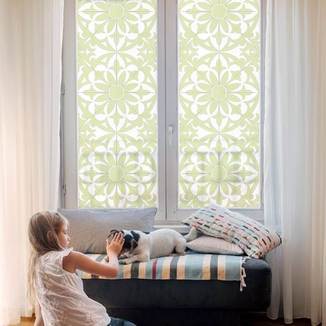 Sichtschutzfolie 50x146 cm Sichtschutz Fenster Selbstklebend PVC Milchglas Dekorativ Dekorfolie Blickdicht Folie für Badezimmer Grüner Schmuck
