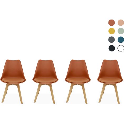 Lot de 4 chaises scandinaves. pieds bois de hêtre. chaises 1 place. terracotta (1/5)