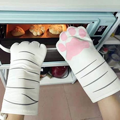 Lot de 2 gants de cuisine Cat'S Paw, gants longs de cuisine Cat'S Paw, résistants à la chaleur et antidérapants pour micro-ondes, pour lit bébé (1/5)