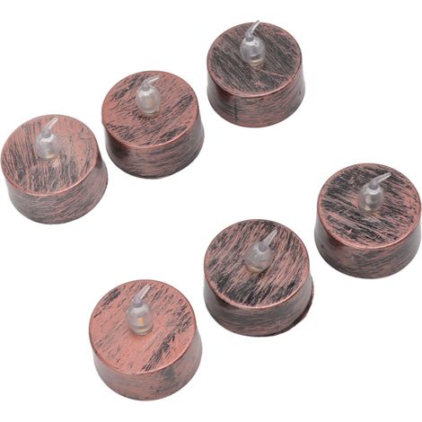 Lampe bougie LED, objet décoratif rond, lampe bougie électronique en bronze antique électroplaqué, couleur bronze. (1/5)