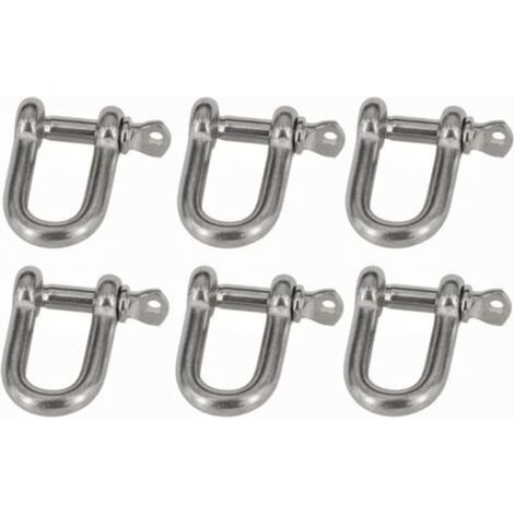 6PCS M8 Manille Acier Inoxydable 304 D Manille Bracelet Manilles de Levage Fermoir Boucle de Manille pour Sac de Boxe Transportant Manilles de Maillon de Chaîne (1/5)