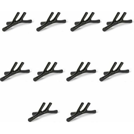 Set of 10 vintage zinc alloy branch-shaped door knobs for cupboards, drawers, wardrobes, kitchen cabinets, bedrooms (black) (1/4)