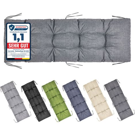 Garronda Coussin Exterieur Impermeable 160x50 cm pour Banc de Jardin Canapé Extérieur et Balancelle Coussins d'Assise Résistant UV pour Terrasse Balcon et Intérieur avec Cordons GD-0219 Gris