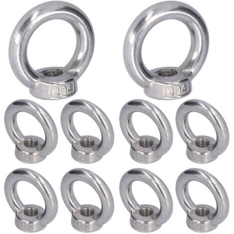 QORVA-10 pièces outils de fixation en forme d'anneau en acier inoxydable pour écrou à œil de levage, pour machines forestières M5