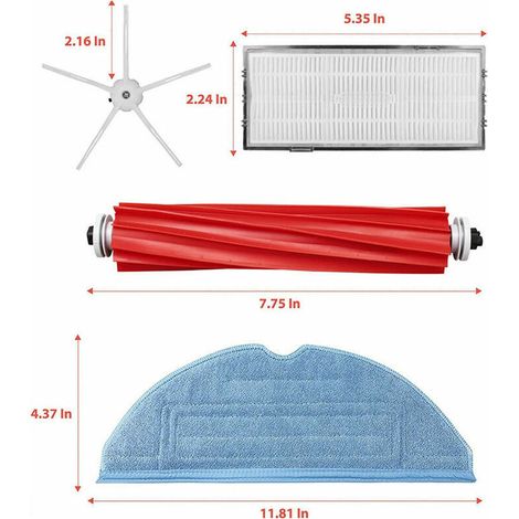 Accessori per aspirapolvere robot Xiaomi Roborock T7S T7S S7: spazzola principale, filtro, spazzola laterale, accessori di ricambio, set da 4 pezzi (1/5)