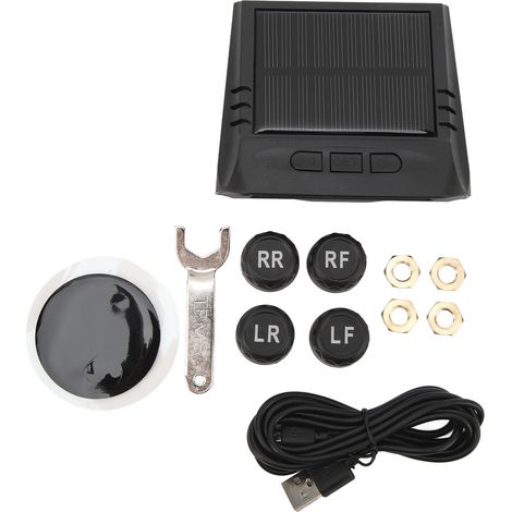 Système de surveillance de la pression des pneus (TPMS) sans fil, à énergie solaire, avec écran LCD, pour voiture, camping-car, remorque, camion, SUV et pick-up. (1/5)