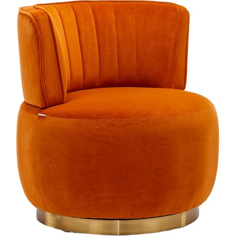 GagaChaise pivotante en velours orange, dossier confortable (1/5)