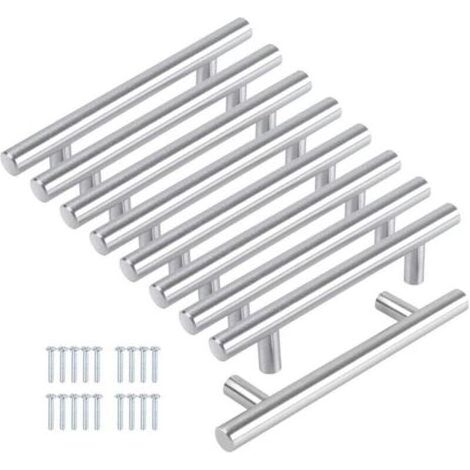 Lot de 8 Poignee de Meuble Cuisine Poignée Cuisine 128mm Poignee Porte Cuisine Poignée Placard Cuisine en Acier Inoxydable et Nickel Brossé Entraxe 128mm (1/4)