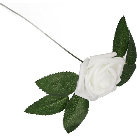 25 Fleurs Artificielles Roses Réalistes Ø7,5cm Tige 15cm Fausses Fleurs Douces pour Mariage Fête Déco Blanche (1/5)
