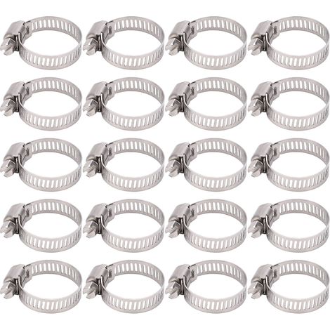20 colliers de serrage pour tuyaux, bride à fente intérieure, hexagone extérieur, acier inoxydable 304, fixation de plomberie (1/5)