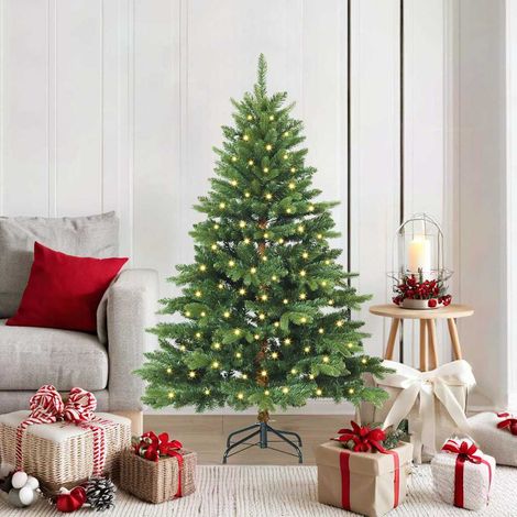 Künstlicher Weihnachtsbaum mit 150 LEDs Grün 150 cm PE und PVC