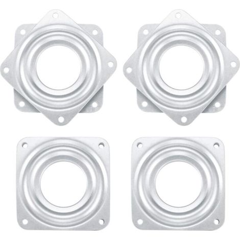 Lot de 4 roulements à billes rotatifs carrés avec plaque de roulement à billes en acier, (7,6 cm/68 kg) plaque pivotante à 360 degrés pour table TV, bar, chaise et tabouret