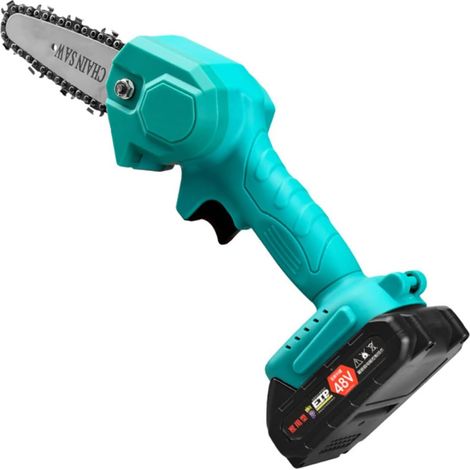 Mini Tronçonneuse Main sans Fil, Verte, pour Jardinage Design Compact, Alliage de Titane et Plastique, Usage en Menuiserie, pour Travaux de Bois (1/5)