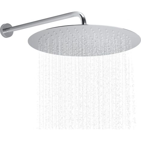 JOHO Grande Soffione Doccia con Braccio a Parete-Soffione Doccia a Pioggia in Acciaio Inox -Docce Fisse con Getti In Silicone Anticalcare - Rotondo D40 cm / 16 Pollici- Braccio 40 cm, Cromo (1/5)