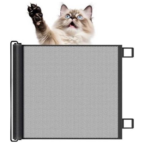 Barrière de sécurité rétractable pour bébé et chien, barrière de sécurité extensible, barrière de sécurité pour chiens et chats pour escaliers, couloirs, intérieur et extérieur - Noir (1/5)