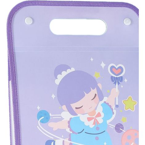 Classeur A4 portable vertical 12 compartiments, grande capacité extensible, dossier de rangement à suspendre, organisateur de documents pour bureau, violet, pour fille (1/4)