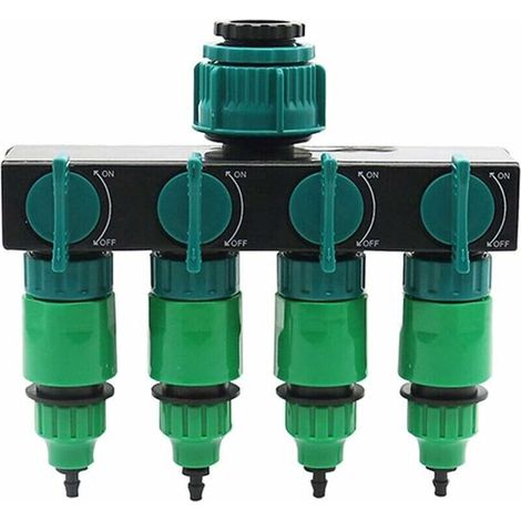 Invers de robinet à 4 voies avec connexion rapide, adaptat de tuyau d'arrosage 1 3/4 1/2 avec vanne d'arrêt/arrêt séparée