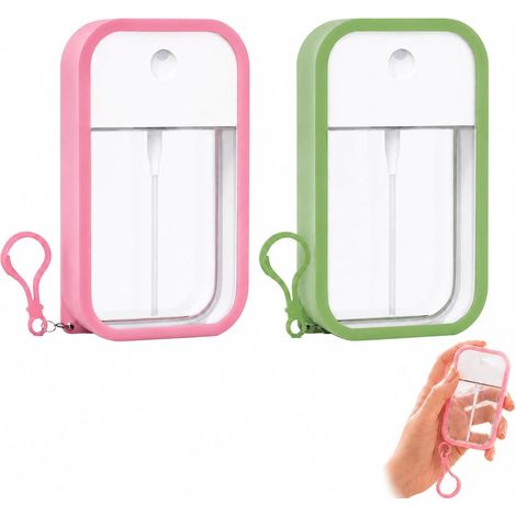 Set mit 2 flachen Mini-Sprühflaschen mit Rahmen und Schlüsselring, nachfüllbare Sprühflaschen im Kartenformat für Parfüm, Wasser, Lotion, Reisetasche, Schule, Büro, für Heimdekoration, tägliche Reisen (1/5)