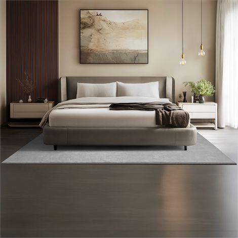 Tapis à poils ras doux et hypoallergénique antidérapant 160x230cm Gris
