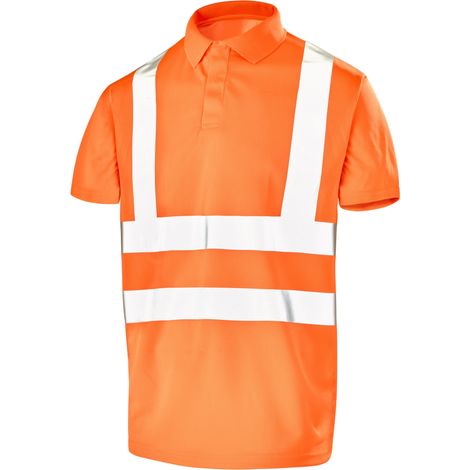 Polo manches courtes haute visibilité Base 2 - classe 2 Cepovett - Orange - S