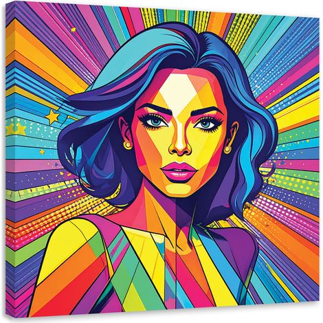 Bild auf Leinwand Pop Art Stil farbenfrohe moderne Frau 40x40 (1/5)